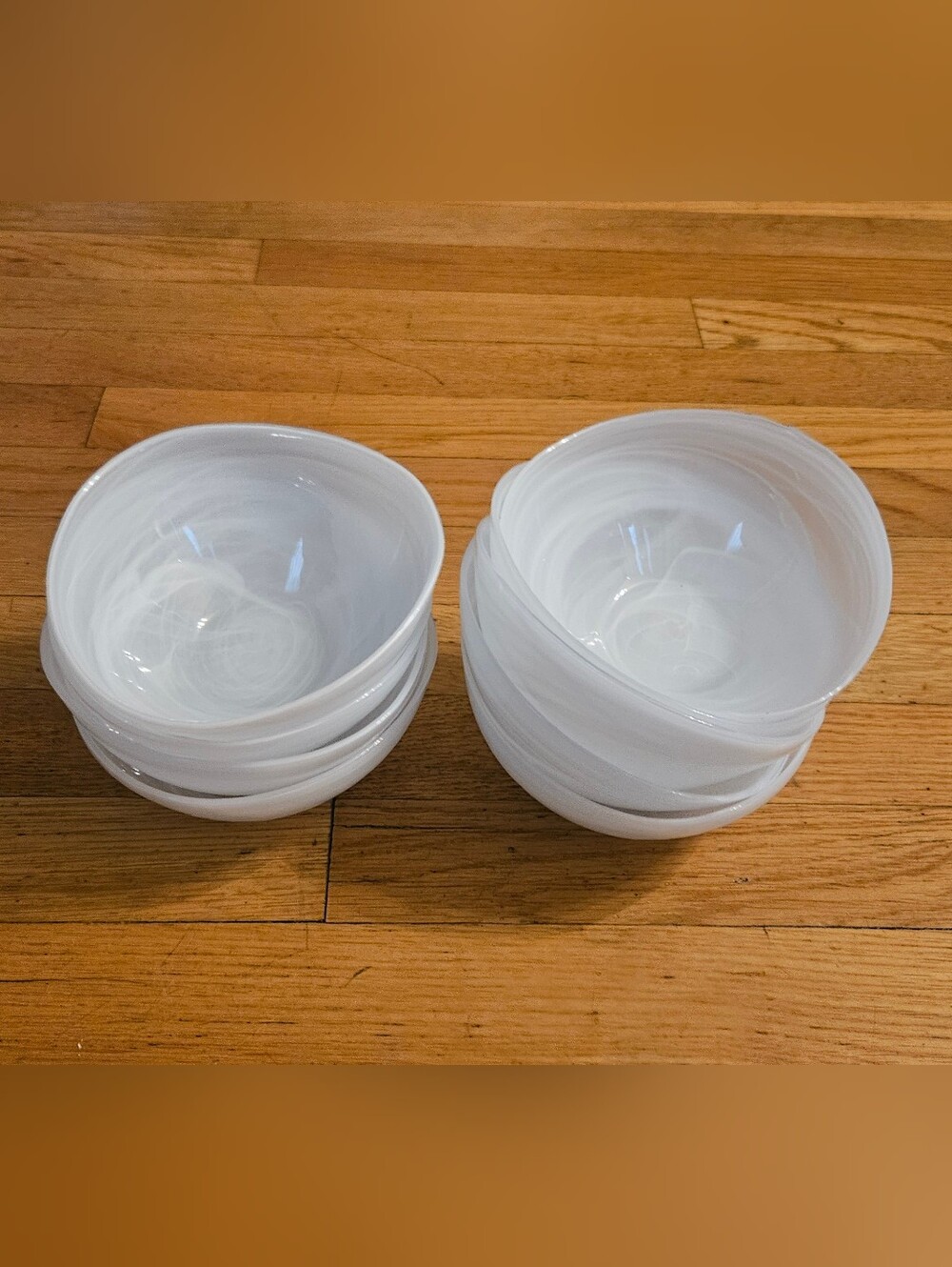*NWOT Artistic Accents White Swirl Art Glass  Abstract Bowls Set Of 9
